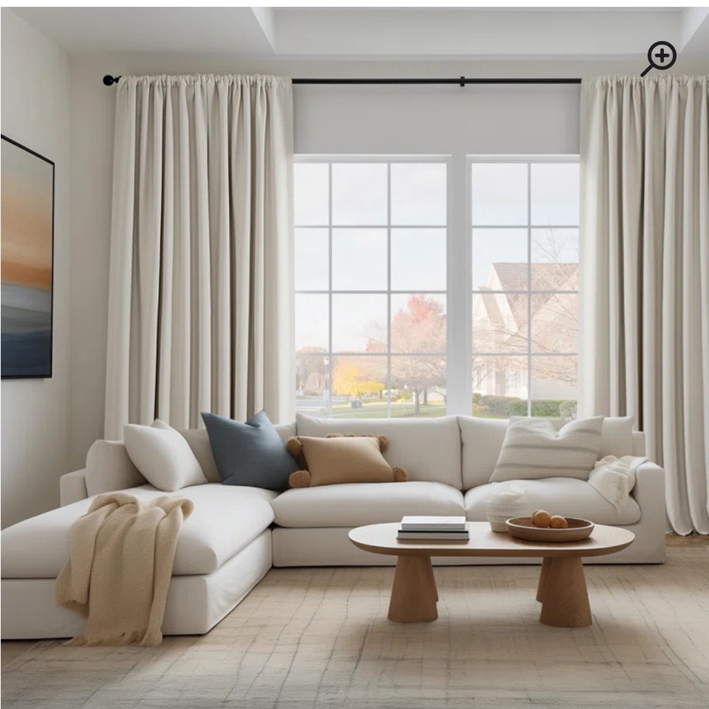 Solid Faux Linen Room Darkening Curtains (set of 2)